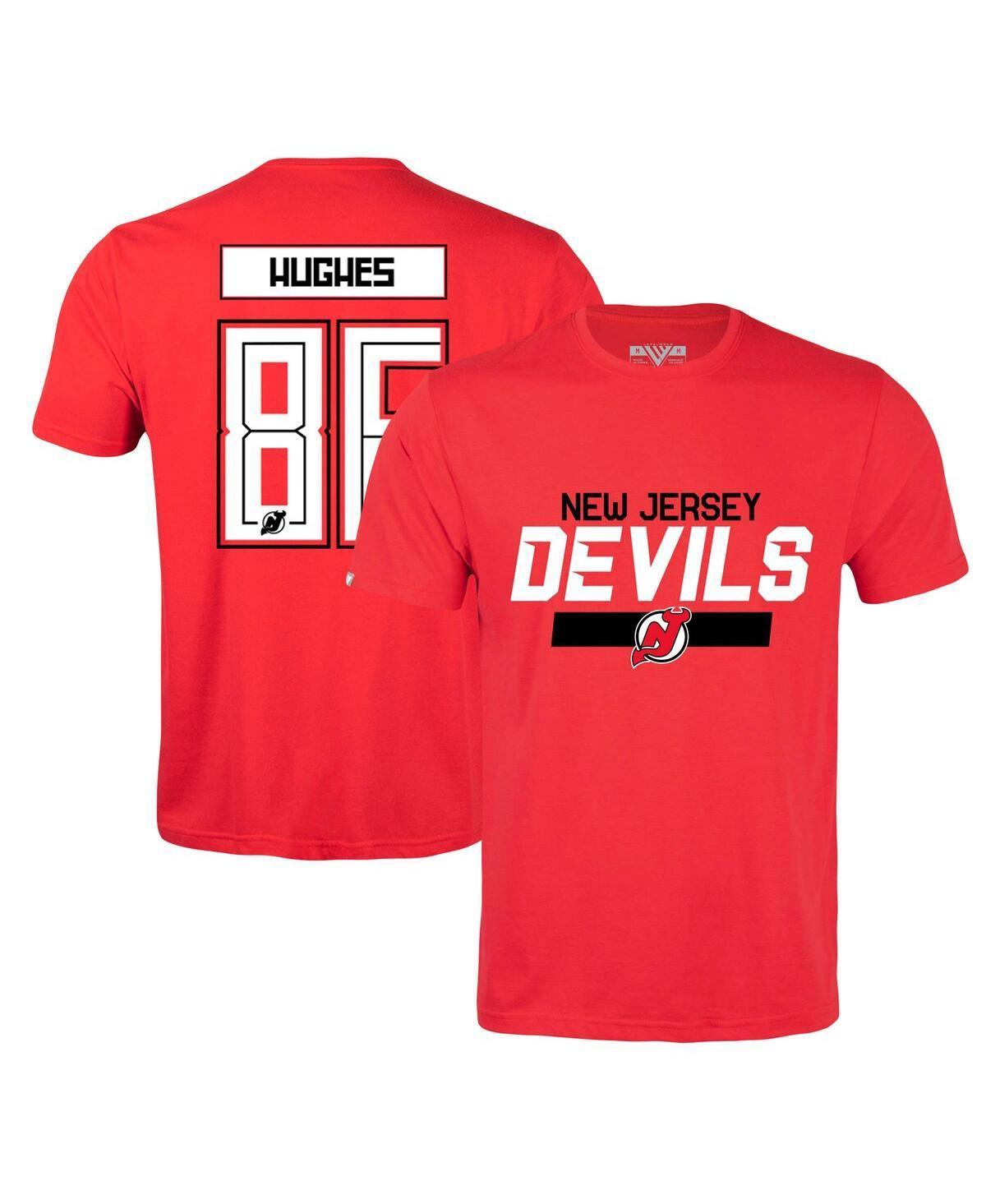 Mens LevelWear Jack Hughes Red New Jersey Devils Richmond Player Name and Number T-shirt Product Image