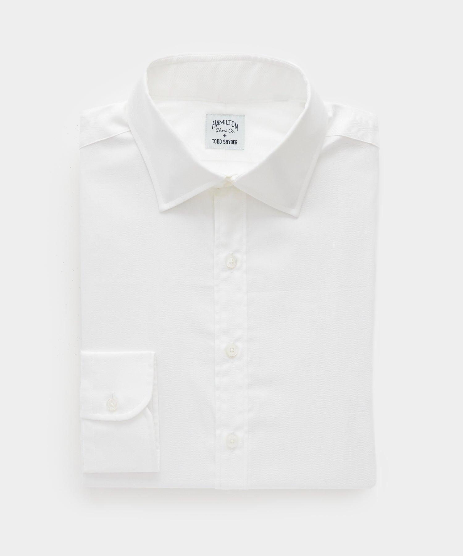 Hamilton + Todd Snyder Herringbone Dress Shirt in White Product Image