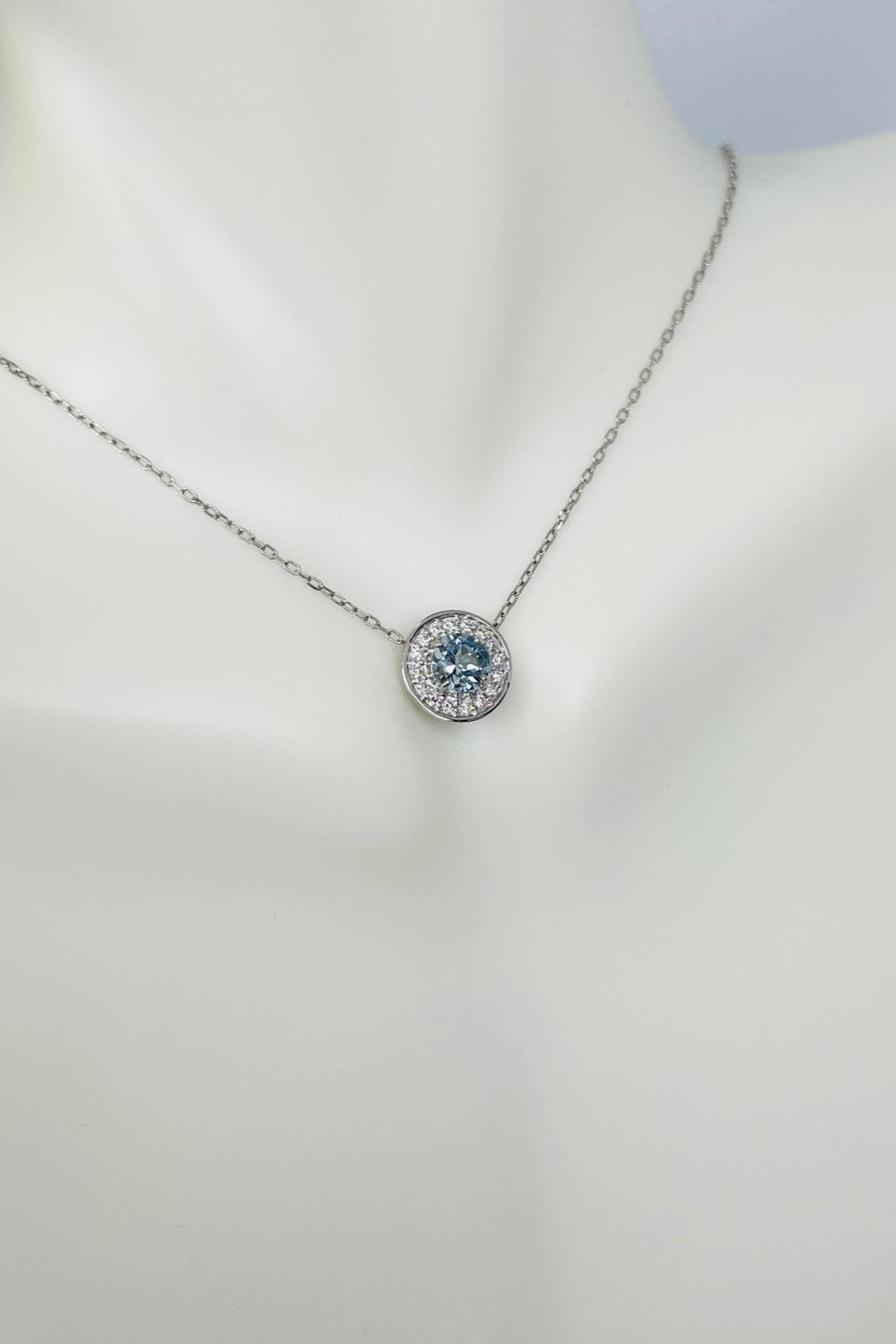 Platinum Aquamarine & Diamond Necklace Product Image