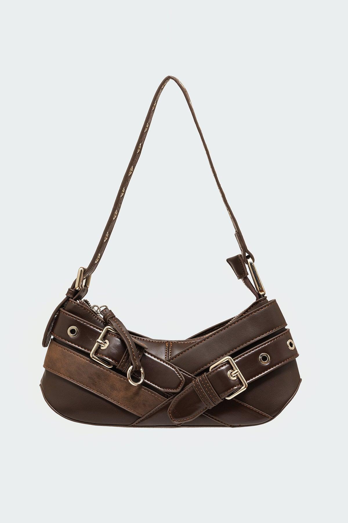 Belted Faux Leather Bag Product Image