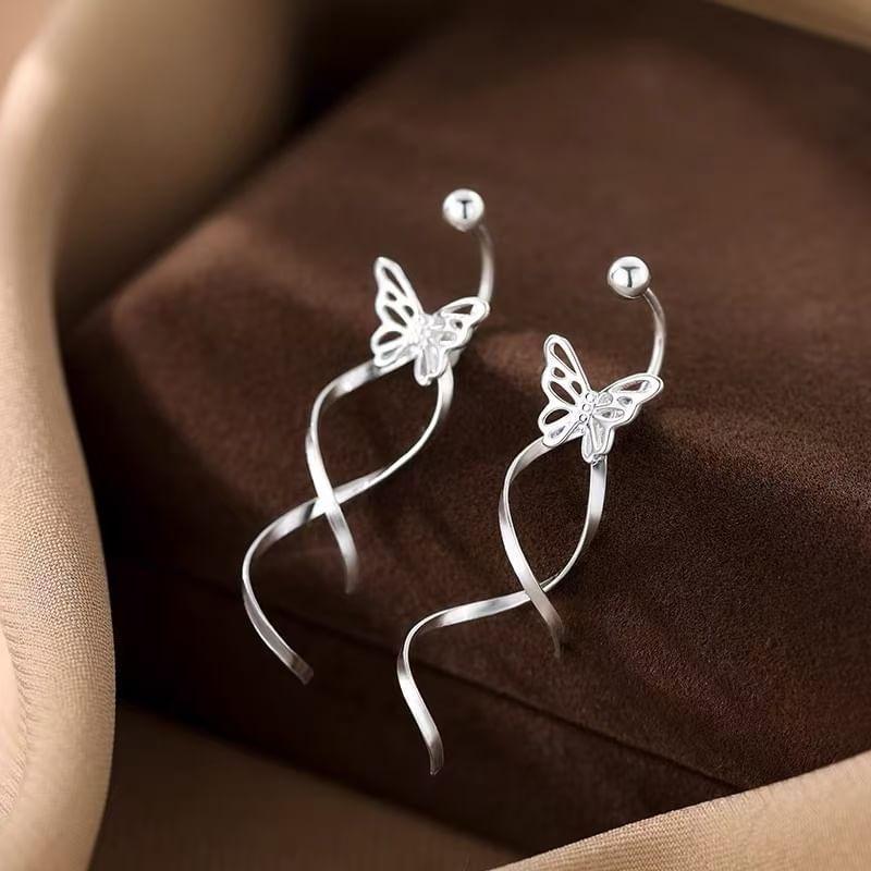 925 Sterling Silver Butterfly Ear Jacket Product Image