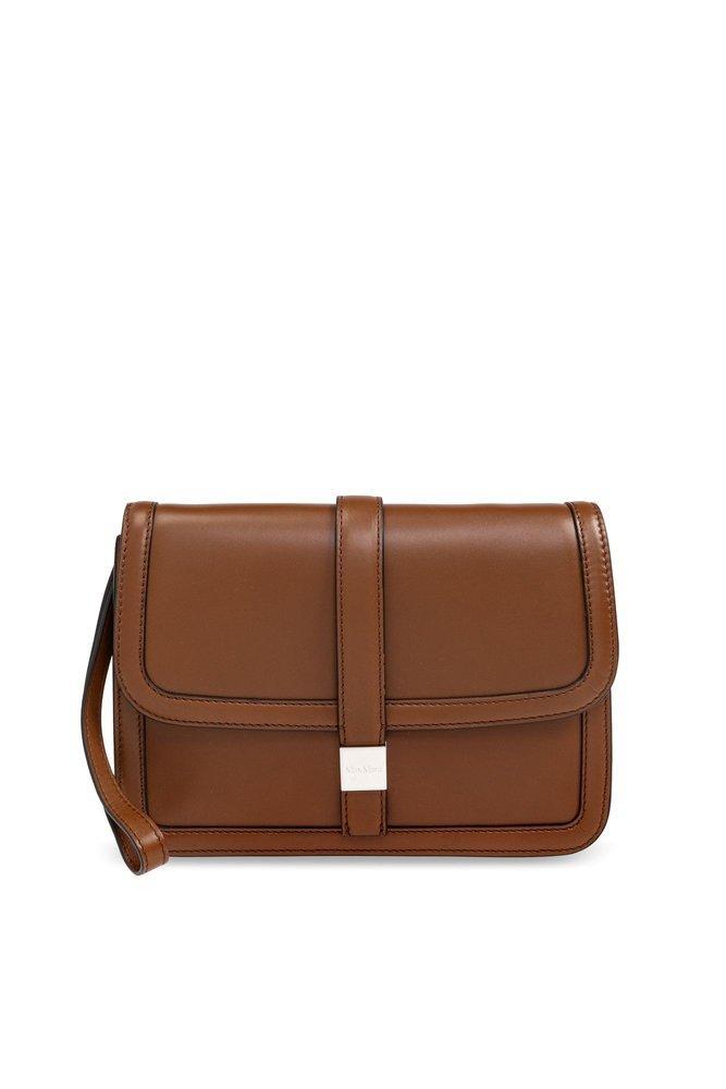 Smooth Leather Clutch In Tobacco Product Image