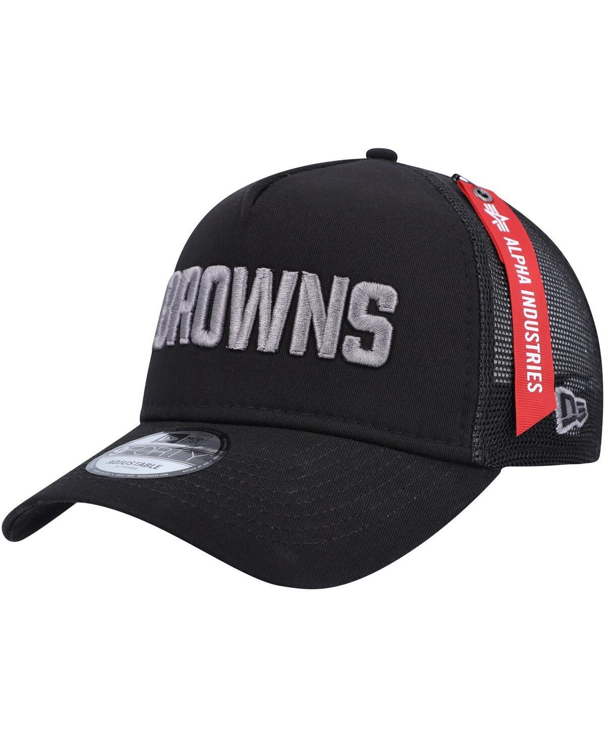 Mens New Era x Alpha Industries Cleveland Browns A-Frame 9FORTY Trucker Snapback Hat Product Image