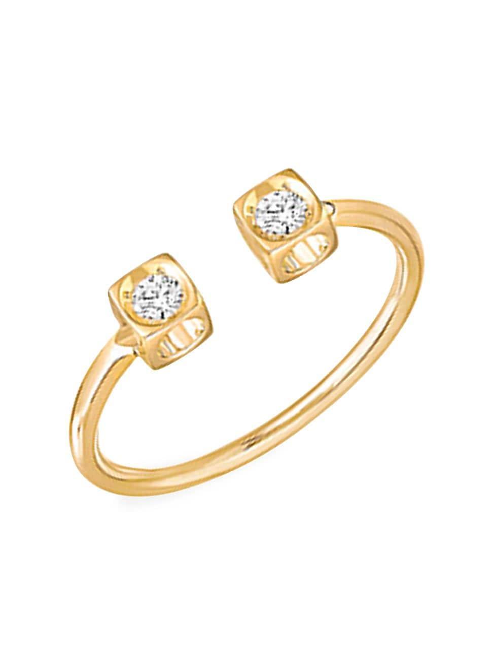 Womens Le Cube 18K Yellow Gold & Diamond Cuff Ring Product Image