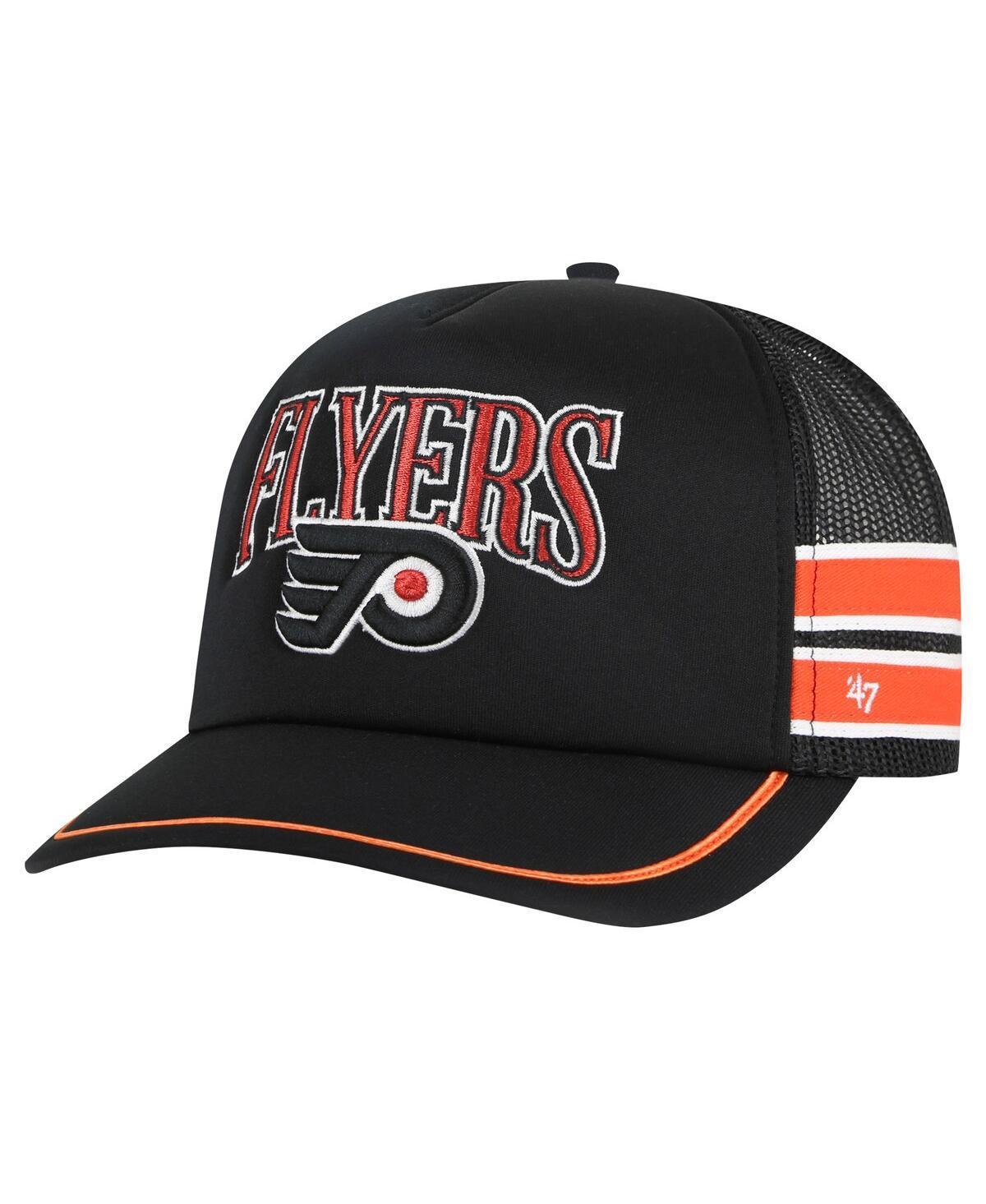 Mens 47 Black Philadelphia Flyers Sideband Stripes Trucker Snapback Hat Product Image