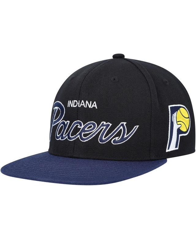 Mens Mitchell & Ness Black Indiana Pacers Hardwood Classics Mvp Team Script 2.0 Snapback Hat Product Image