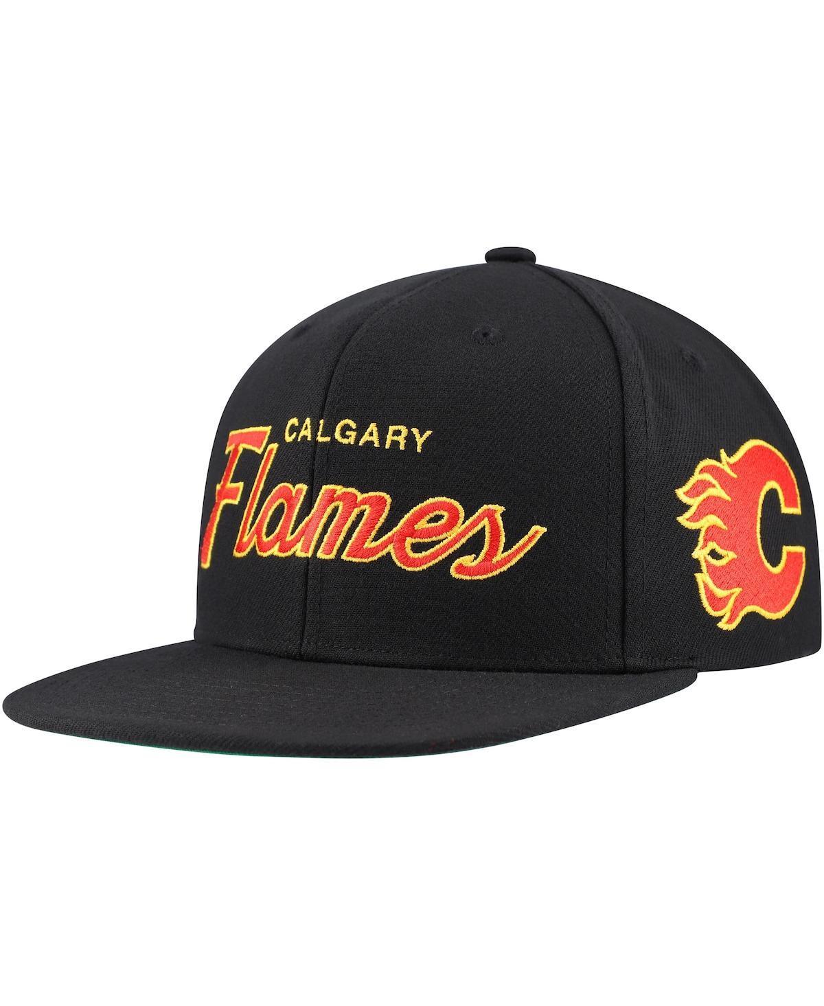 Mens Mitchell & Ness Calgary Flames Core Team Script 2.0 Snapback Hat Product Image