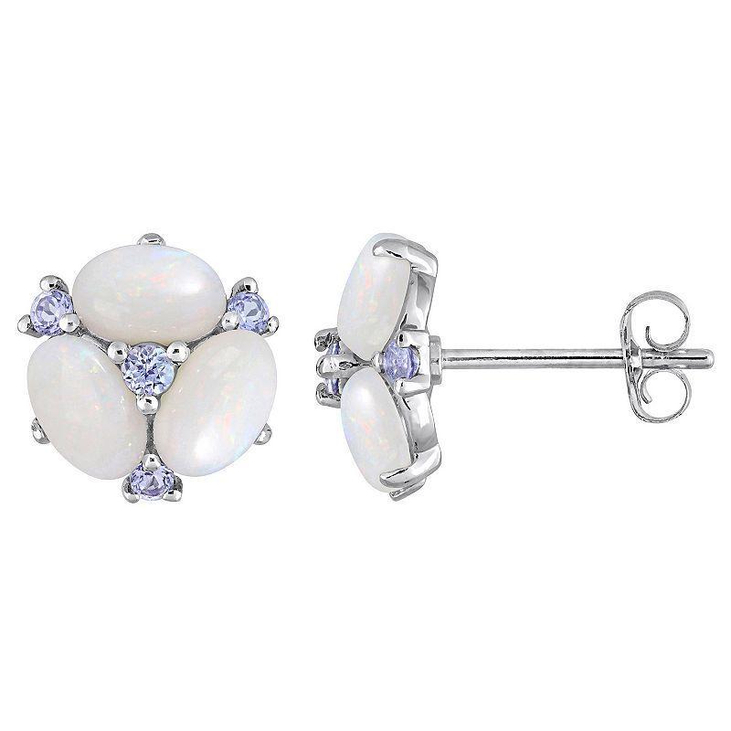 Stella Grace 14k White Gold Opal & Tanzanite Oval Stud Earrings, Womens, 14kwhgold Product Image