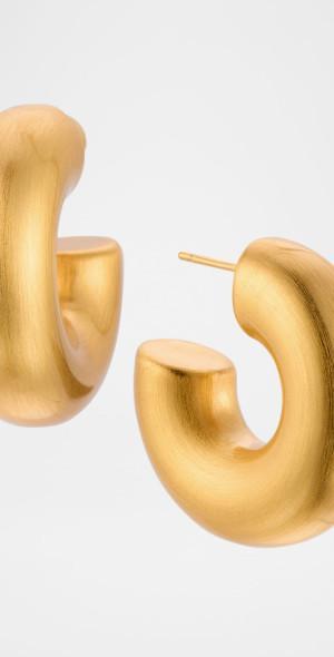 Brushed Gold Huggie Hoop Earrings Product Image