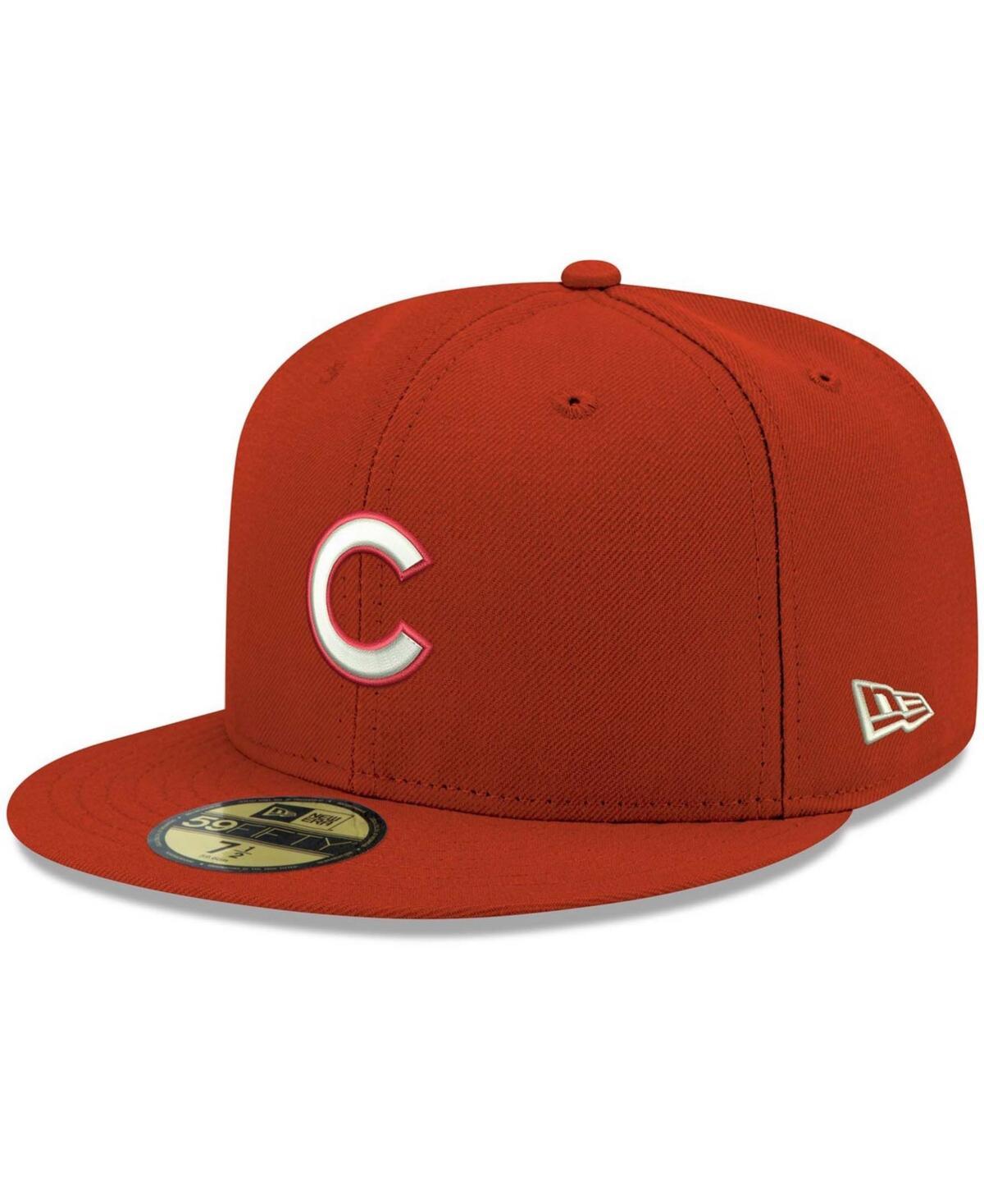 Mens Red Chicago Cubs Logo White 59FIFTY Fitted Hat Product Image