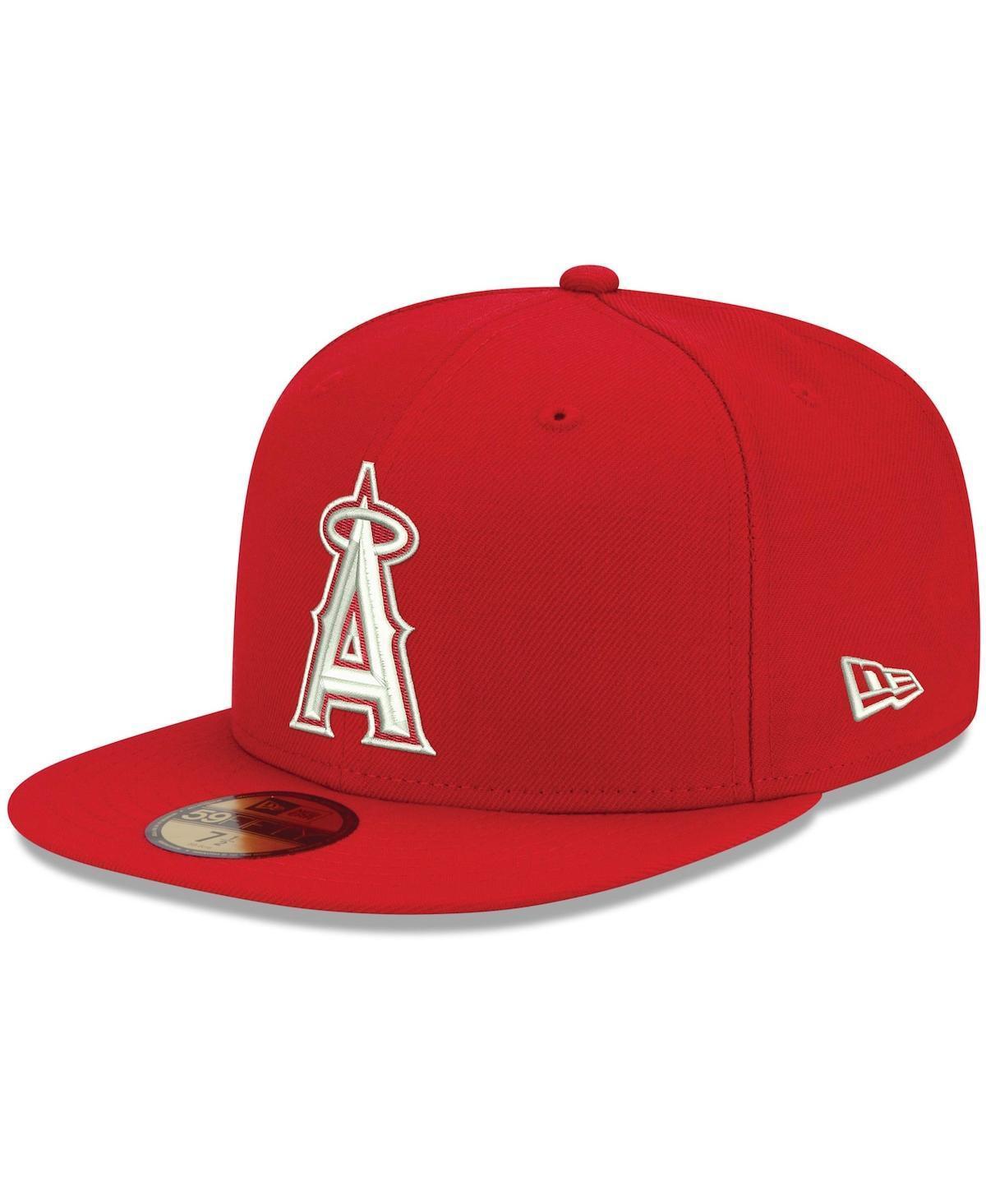 Mens New Era Red Los Angeles Angels Logo White 59FIFTY Fitted Hat Product Image