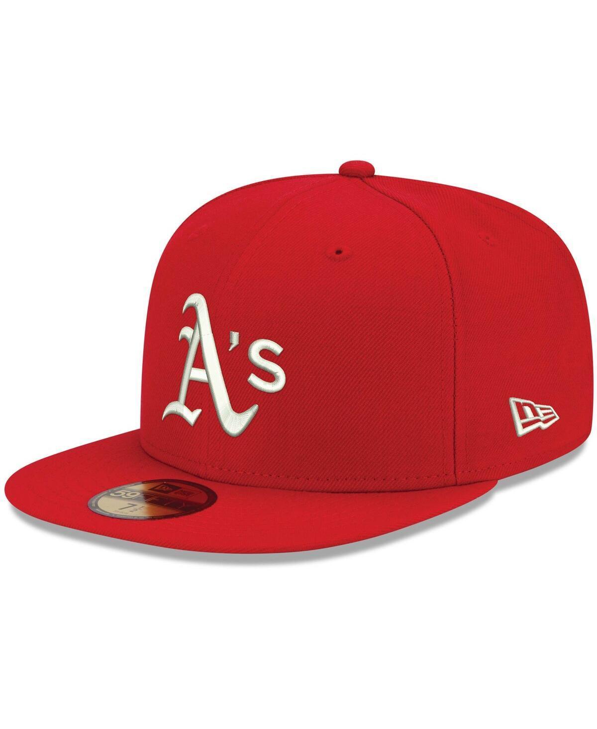 Mens New Era Red Oakland Athletics Logo White 59FIFTY Fitted Hat Product Image