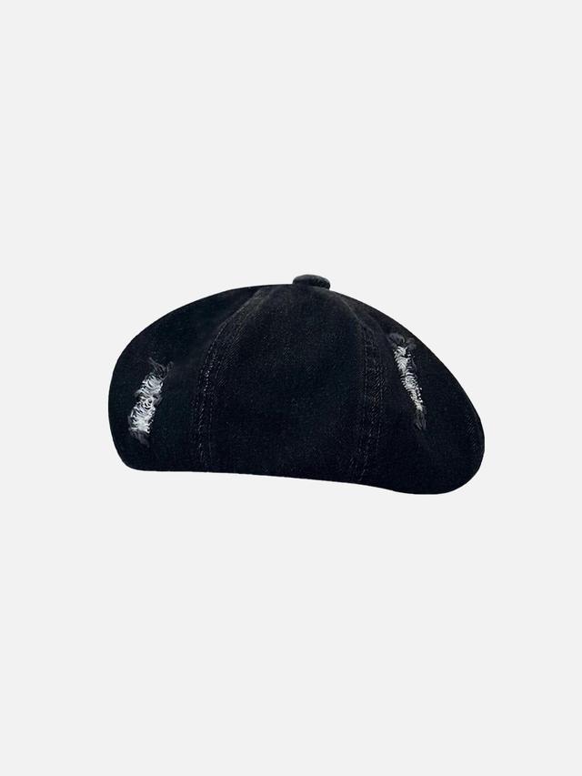 Distressed Denim Beret Product Image