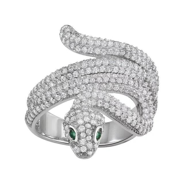 Designs by Gioelli Sterling Silver Cubic Zirconia Snake Ring, Womens Product Image