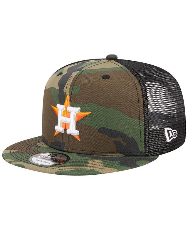 Men's New Era Camo Houston Astros Woodland Camo Trucker 9FIFTY Snapback Hat Product Image