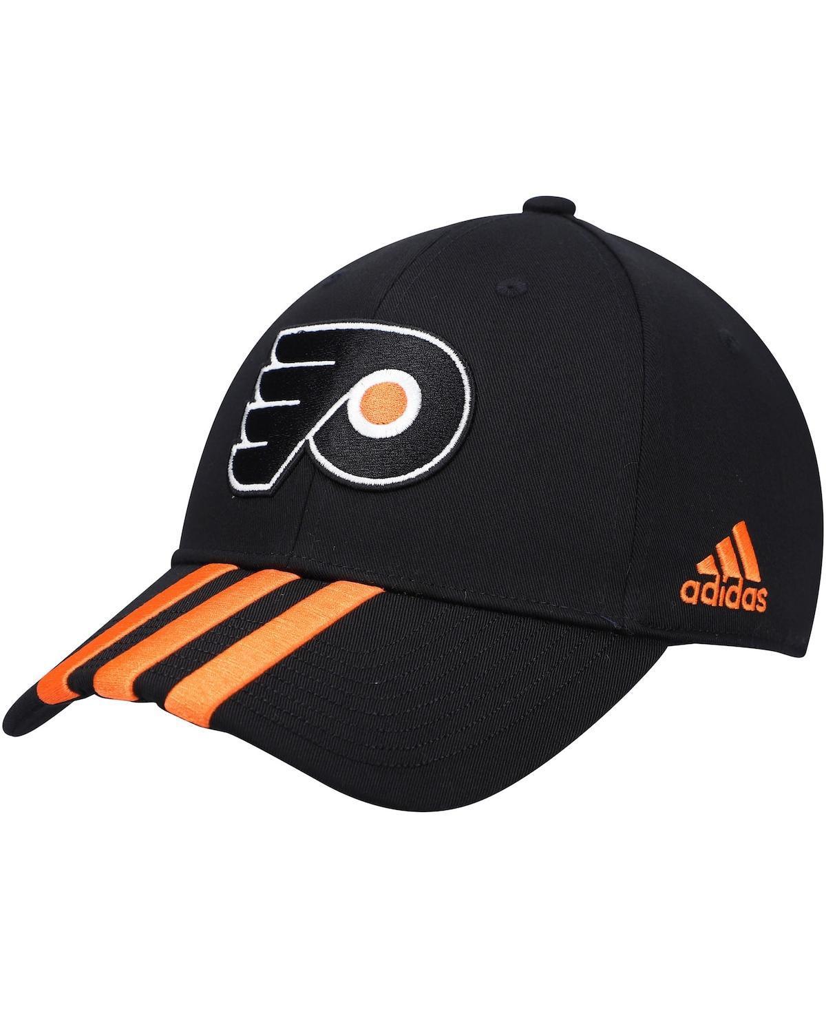 Mens adidas Black Philadelphia Flyers Locker Room Three Stripe Adjustable Hat Product Image