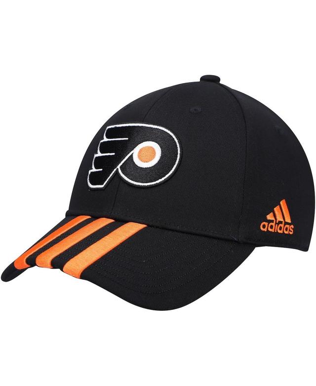 Mens adidas Black Philadelphia Flyers Locker Room Three Stripe Adjustable Hat Product Image