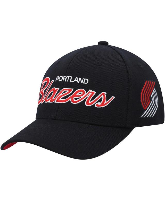 Mens Mitchell & Ness Black Portland Trail Blazers Mvp Team Script 2.0 Stretch Snapback Hat Product Image