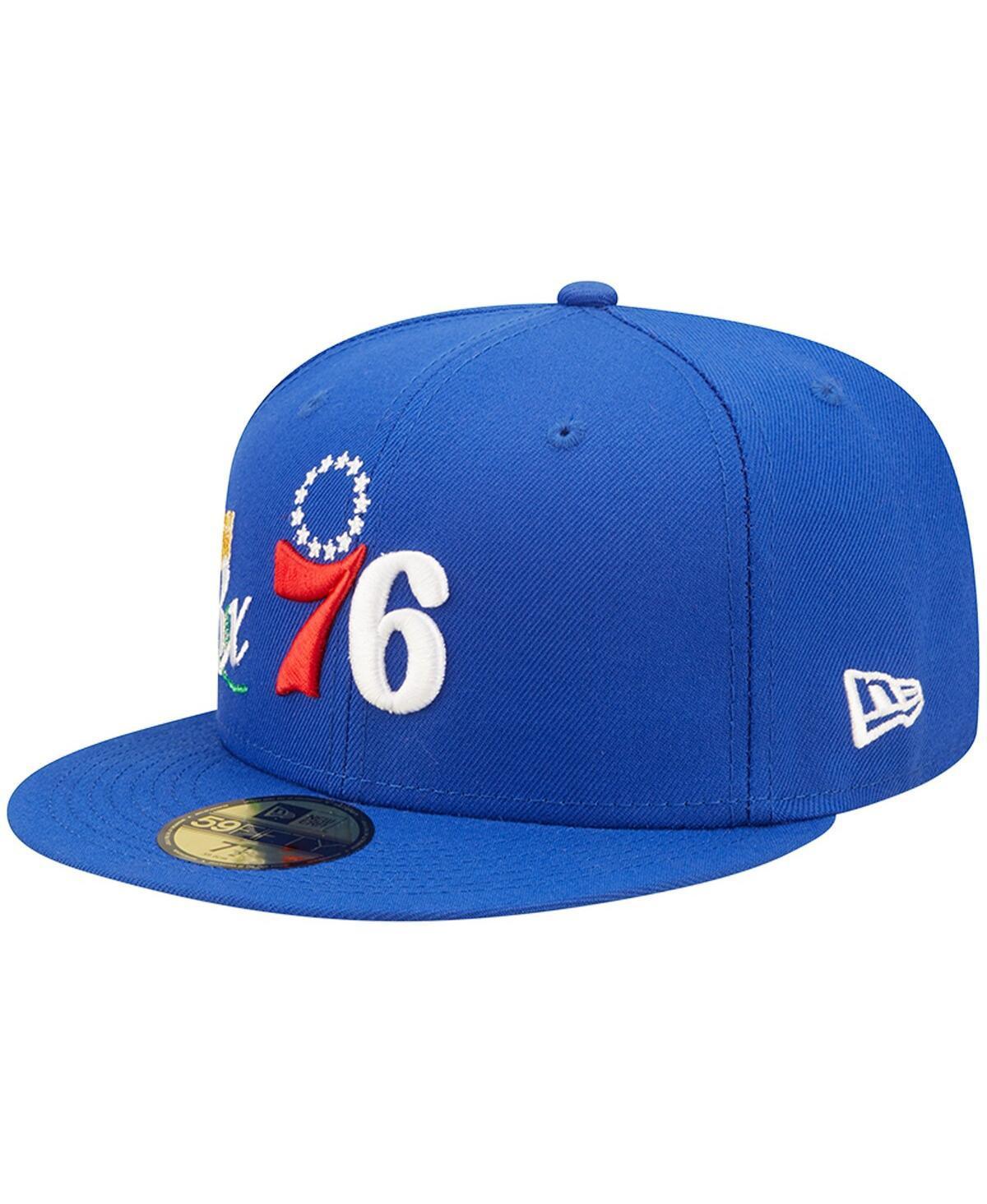 Mens New Era Royal Philadelphia 76ers 3x NBA Finals Champions Crown 59FIFTY Fitted Hat Product Image