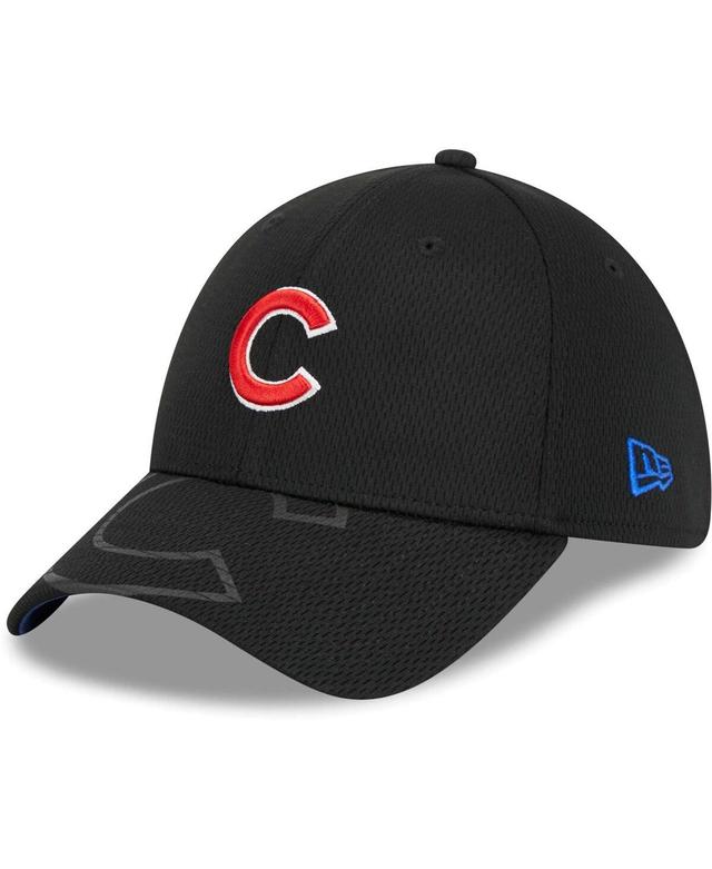 Mens New Era Black Chicago Cubs Top Visor 39THIRTY Flex Hat Product Image