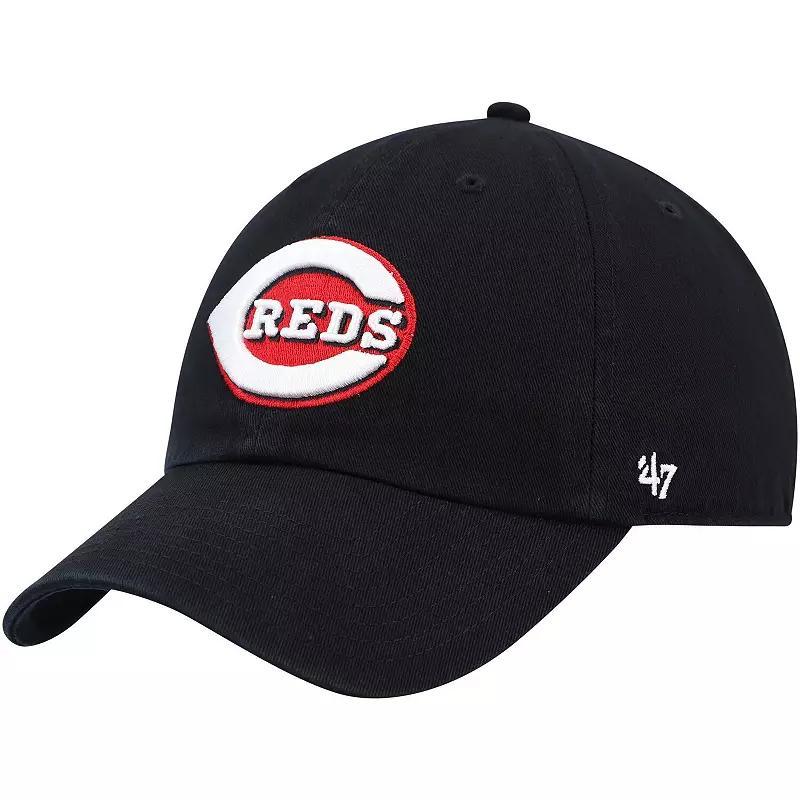 Mens 47 Black Cincinnati Reds Clean Up Team Adjustable Hat Product Image