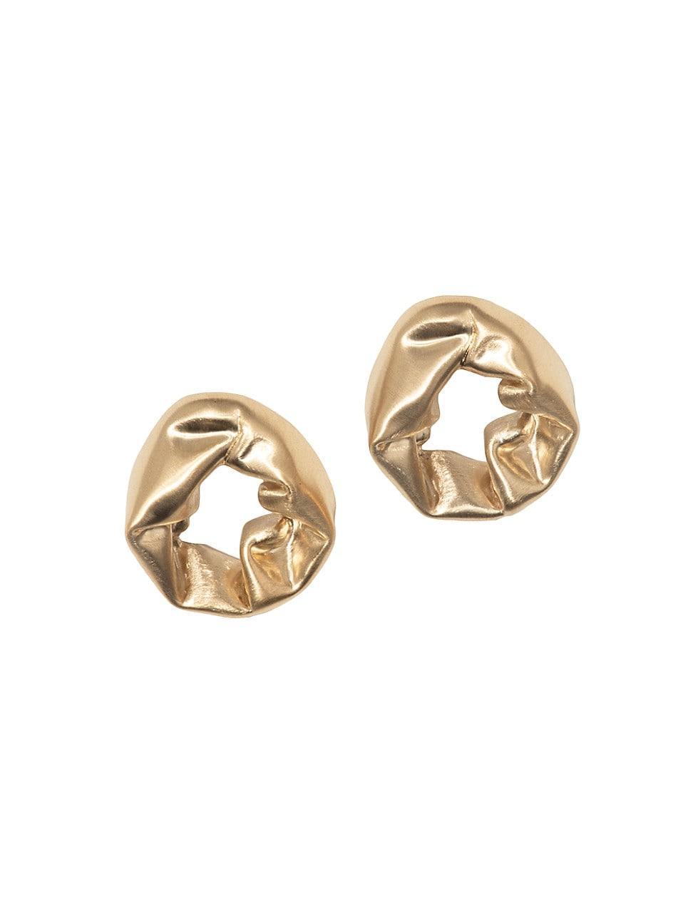 Womens Scrunch 18K Gold-Plated Stud Earrings Product Image