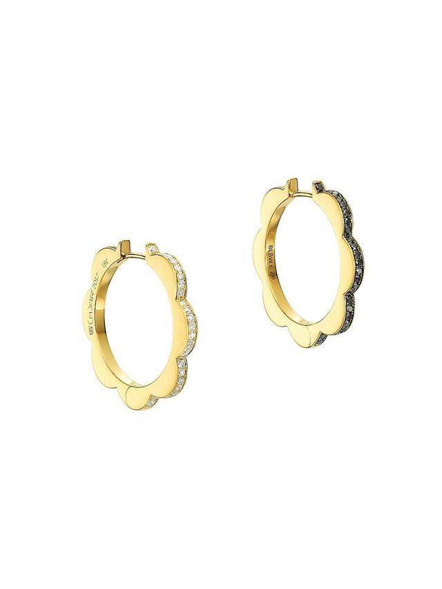 Womens Bloom Triplet 18K Yellow Gold & 0.81 TCW Diamond Medium Mismatched Hoop Earrings Product Image