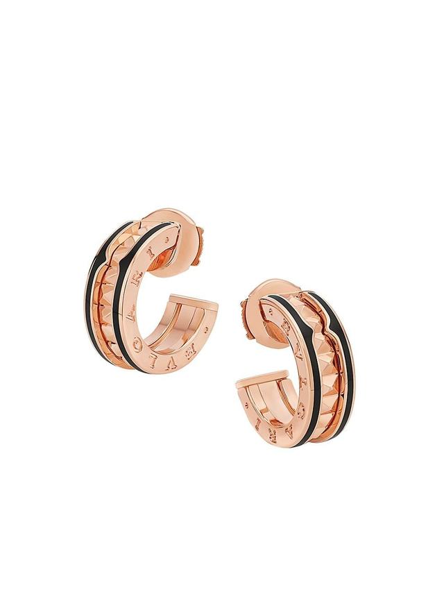 Womens B. zero1 Rock 18K Rose Gold & Black Ceramic Hoop Earrings - Rose Gold Product Image