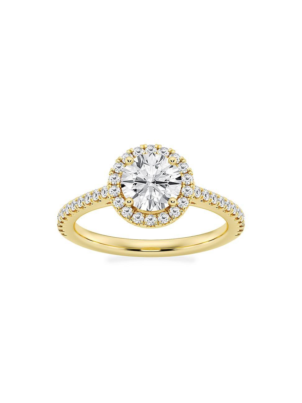 Womens 14K Yellow Gold & Round Lab-Grown Diamond Halo Ring/1.30-3.60 TCW Product Image