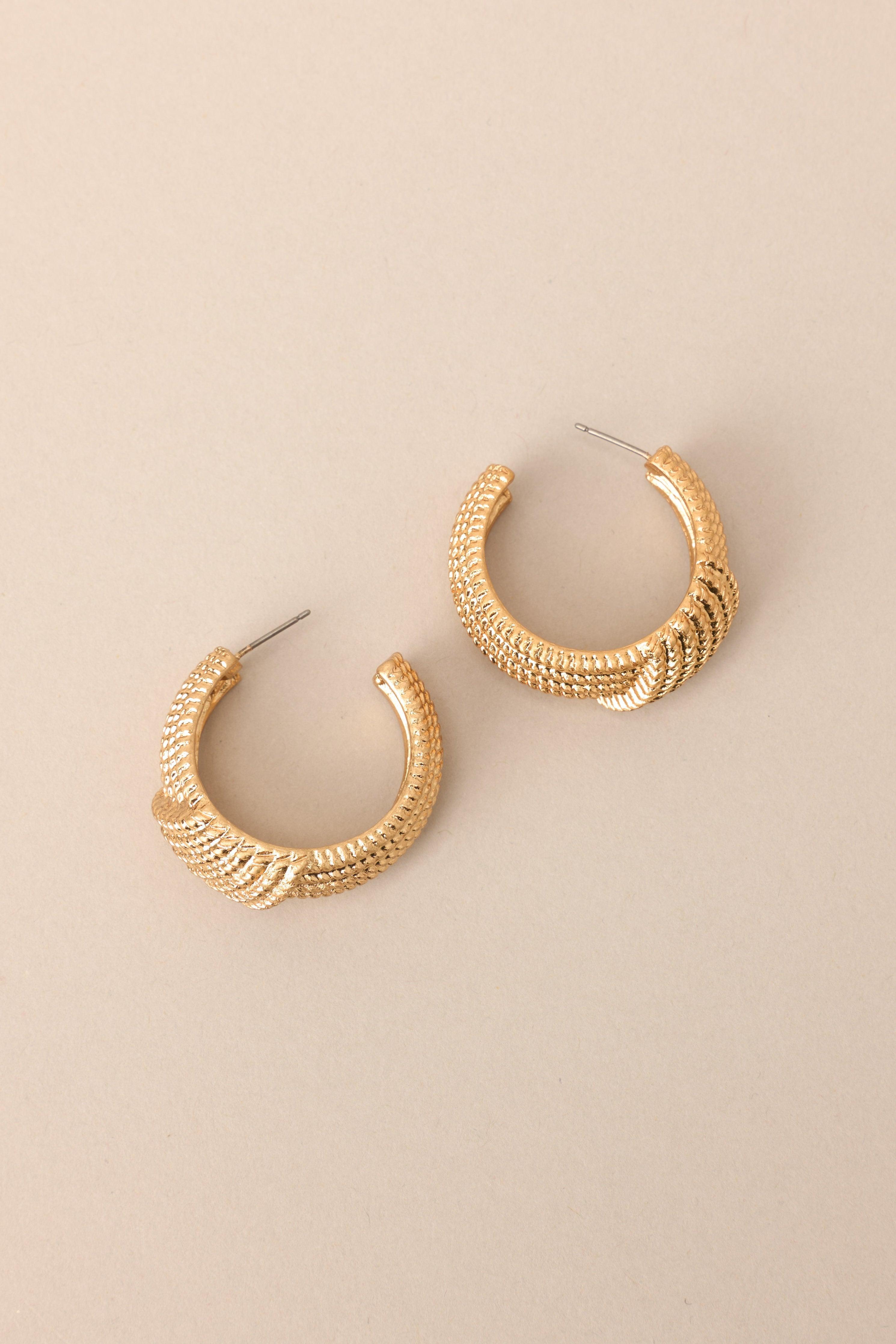 This Life Textured Vintage Gold Hoop Earrings Product Image