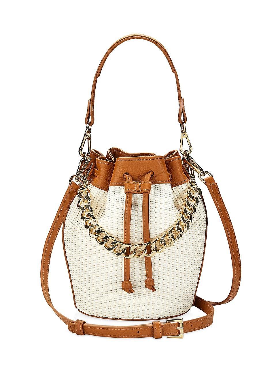 Womens Brooklyn Raffia & Leather Bucket Bag Product Image