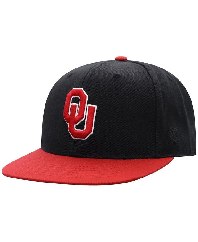 Mens Top of the World Black Oklahoma Sooners Team Color Two-Tone Fitted Hat - Black Product Image