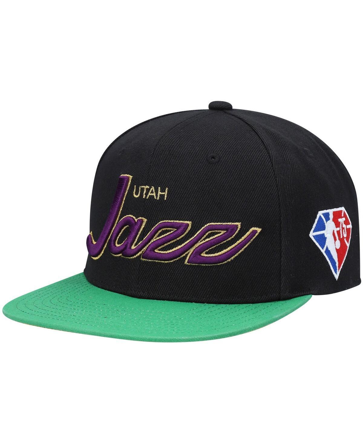 Mens Mitchell & Ness Black Utah Jazz NBA 75th Anniversary Snapback Hat Product Image