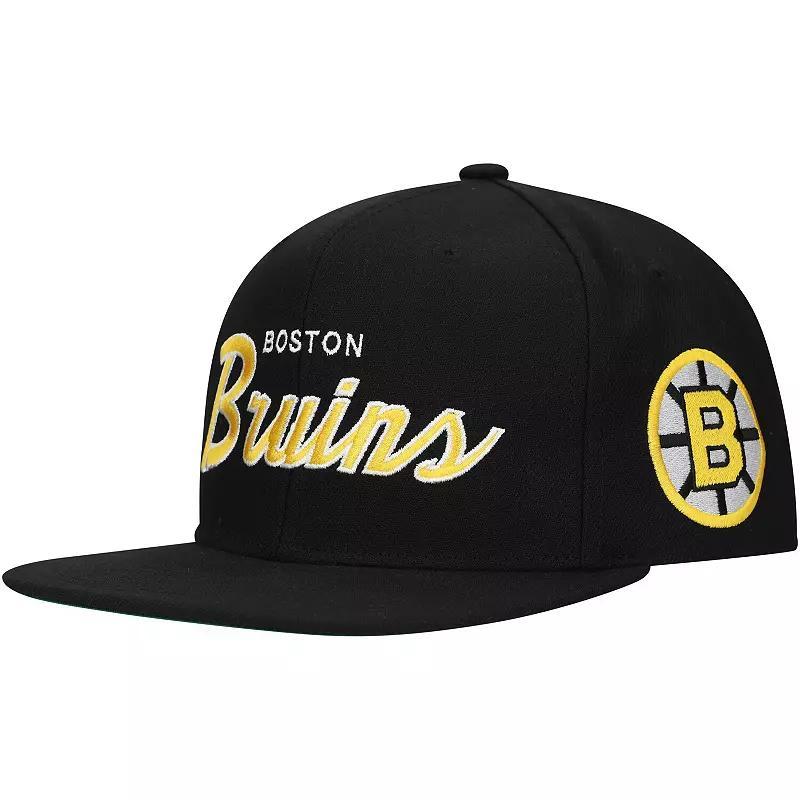 Mens Mitchell & Ness Boston Bruins Core Team Script 2.0 Snapback Hat Product Image