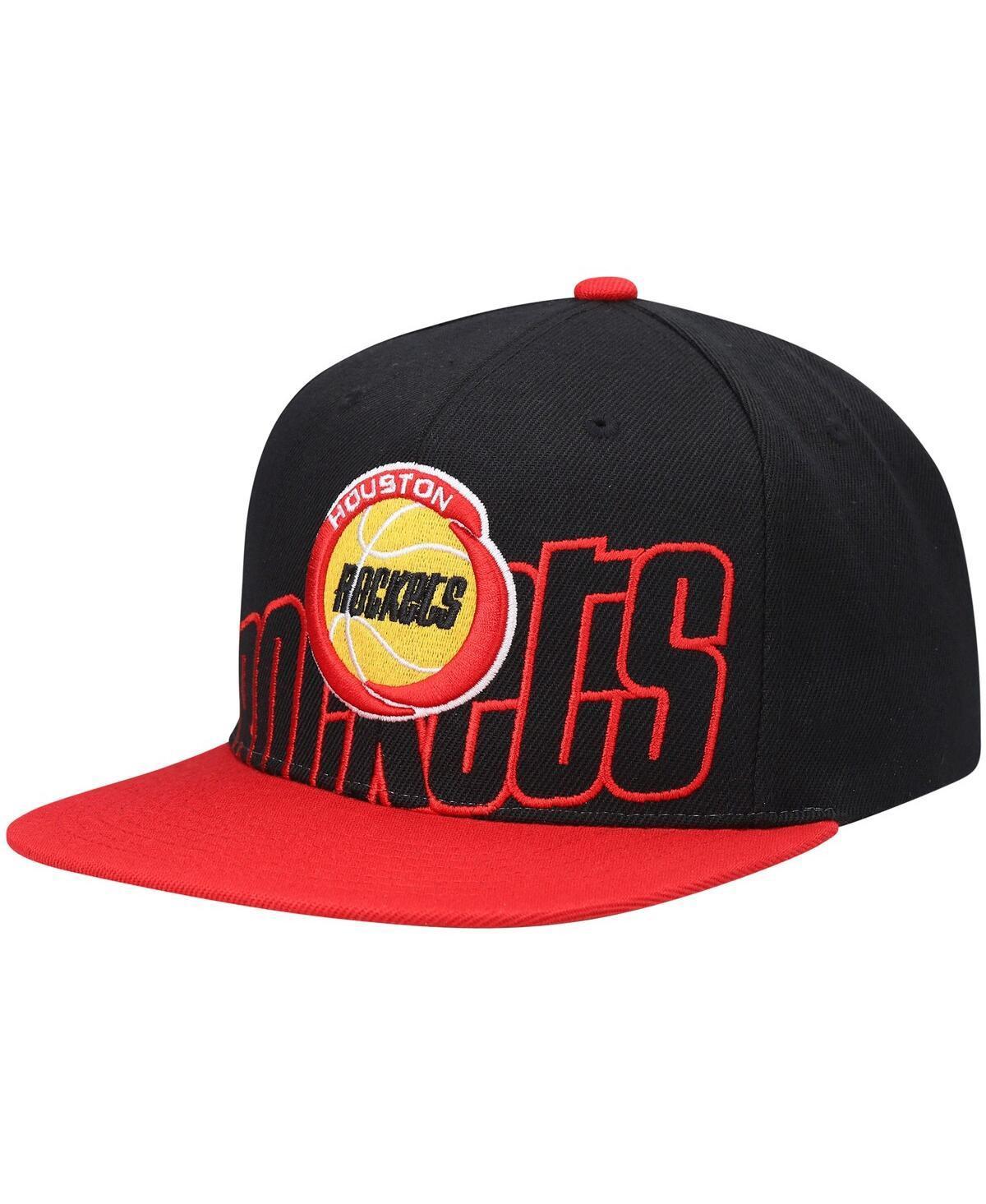 Mens Mitchell & Ness Black/Red Houston Rockets Hardwood Classics Low Big Face Snapback Hat Product Image