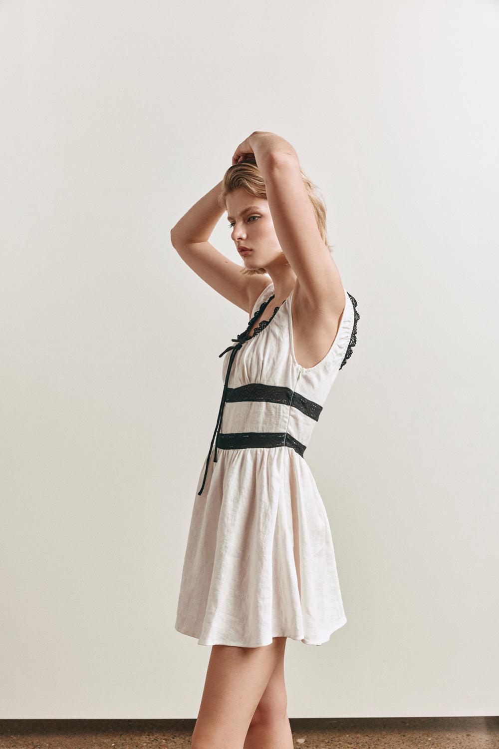 Mila Linen Mini Dress White Product Image