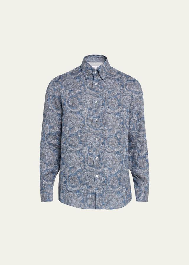 Mens Linen Paisley-Print Sport Shirt Product Image