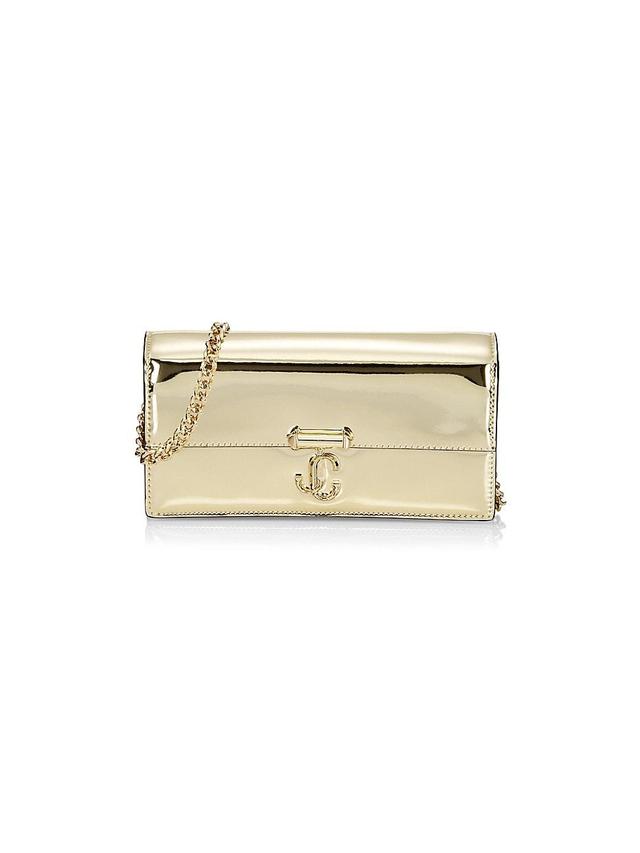 Jimmy Choo Varenne Metallic Patent Wallet with Chain Strap - GOLD Product Image