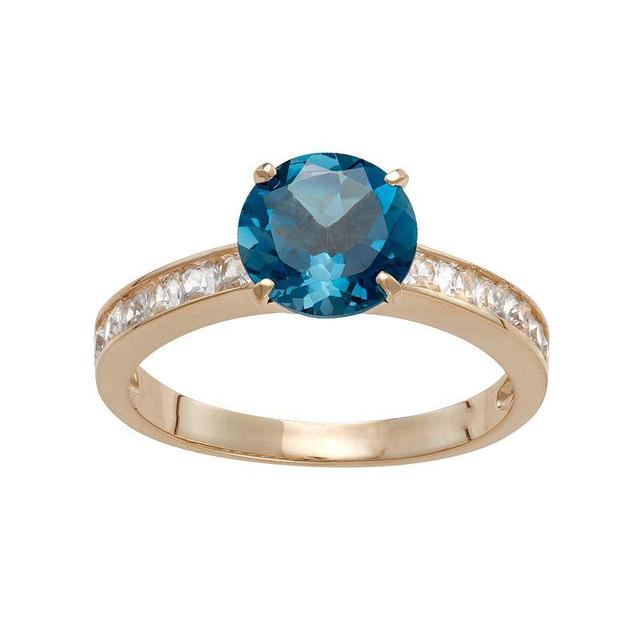 Designs by Gioelli 10k Gold London Blue Topaz & Lab-Created White Sapphire Ring, Womens Product Image