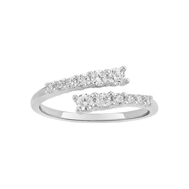 PRIMROSE Sterling Silver Cubic Zirconia Graduated Bypass Ring, Womens Sterling Silver White Product Image