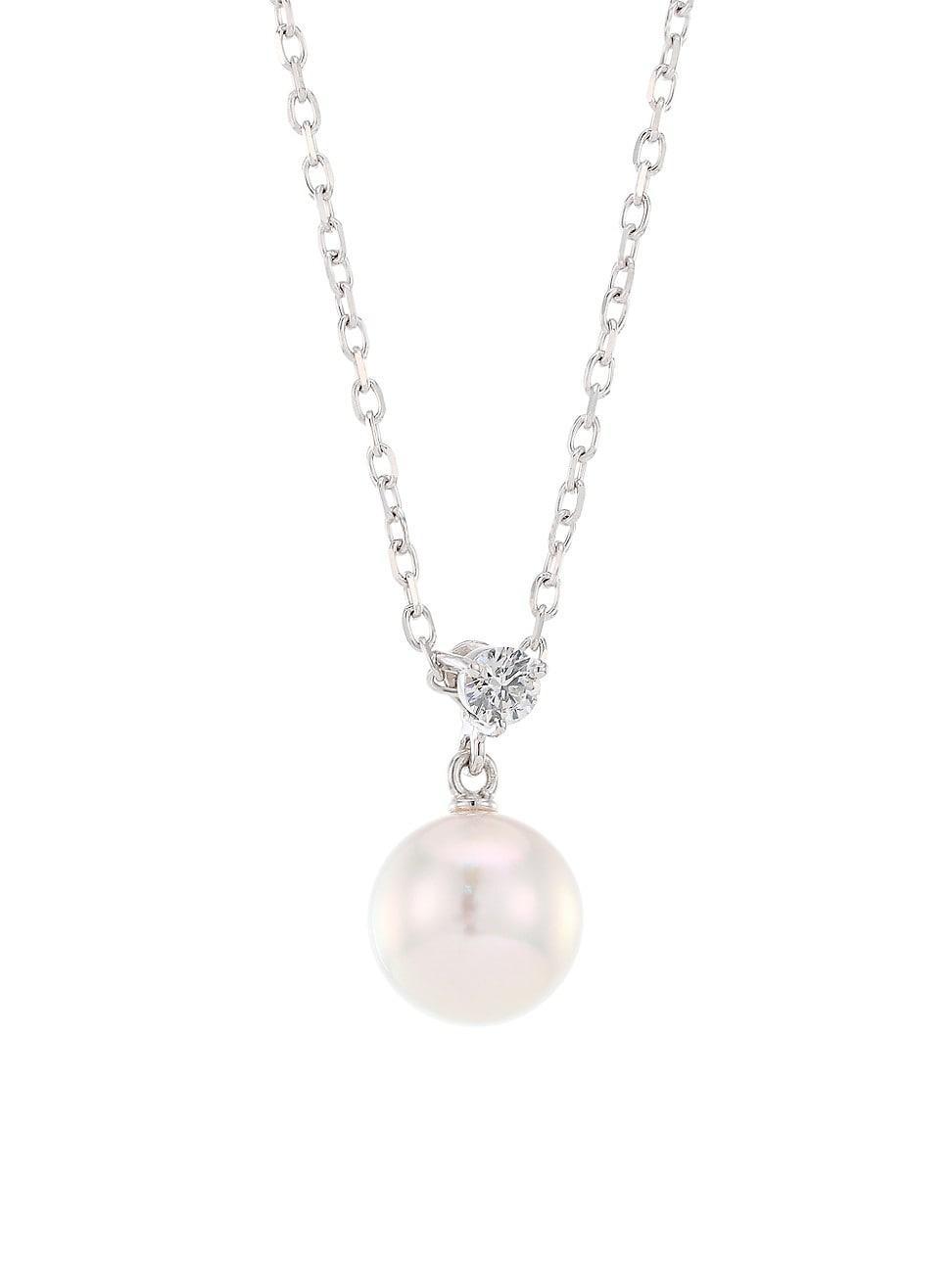 Mikimoto Classic Diamond & Akoya Pearl Pendant Necklace Product Image