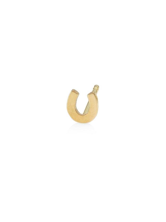 Womens 14K Gold Horseshoe Stud Earrings Product Image