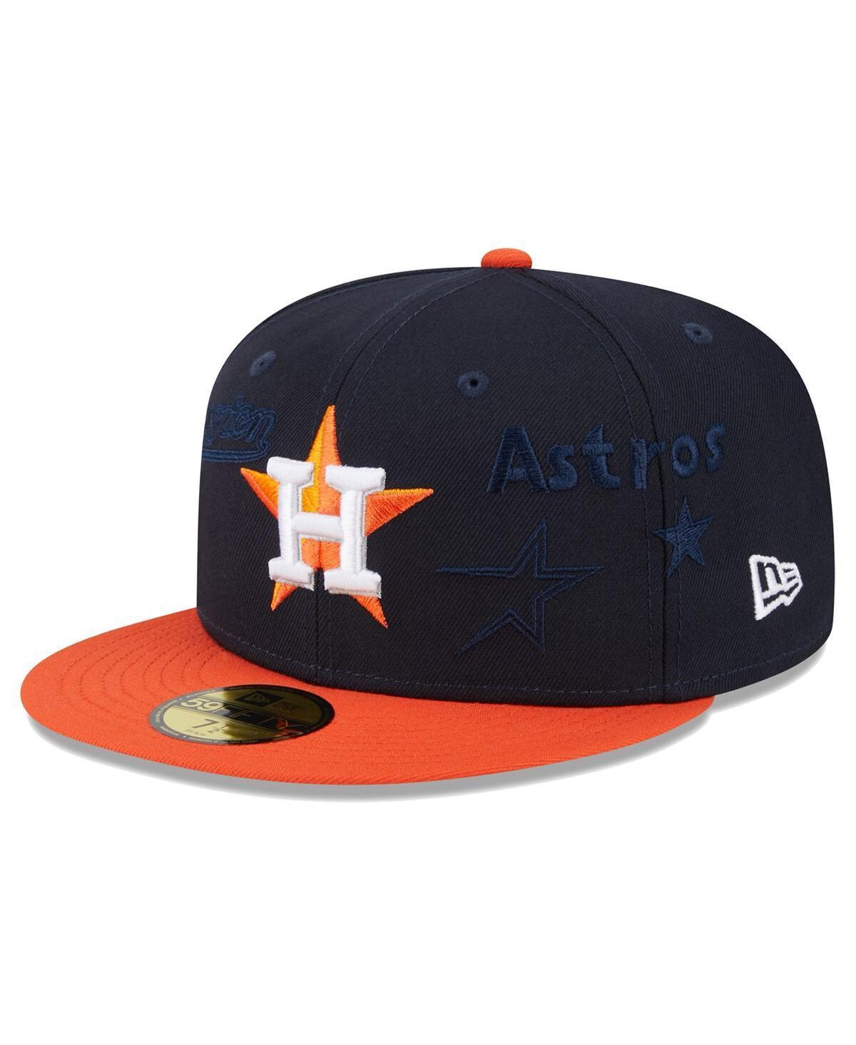 Mens New Era /Orange Houston Astros Multi Logo 59FIFTY Fitted Hat Blue Product Image