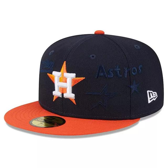 Mens New Era /Orange Houston Astros Multi Logo 59FIFTY Fitted Hat Blue Product Image