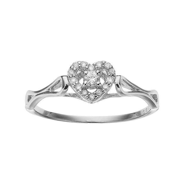 Gemminded Sterling Silver 1/10 Carat T.W. Diamond Heart Halo Promise Ring, Womens White Product Image