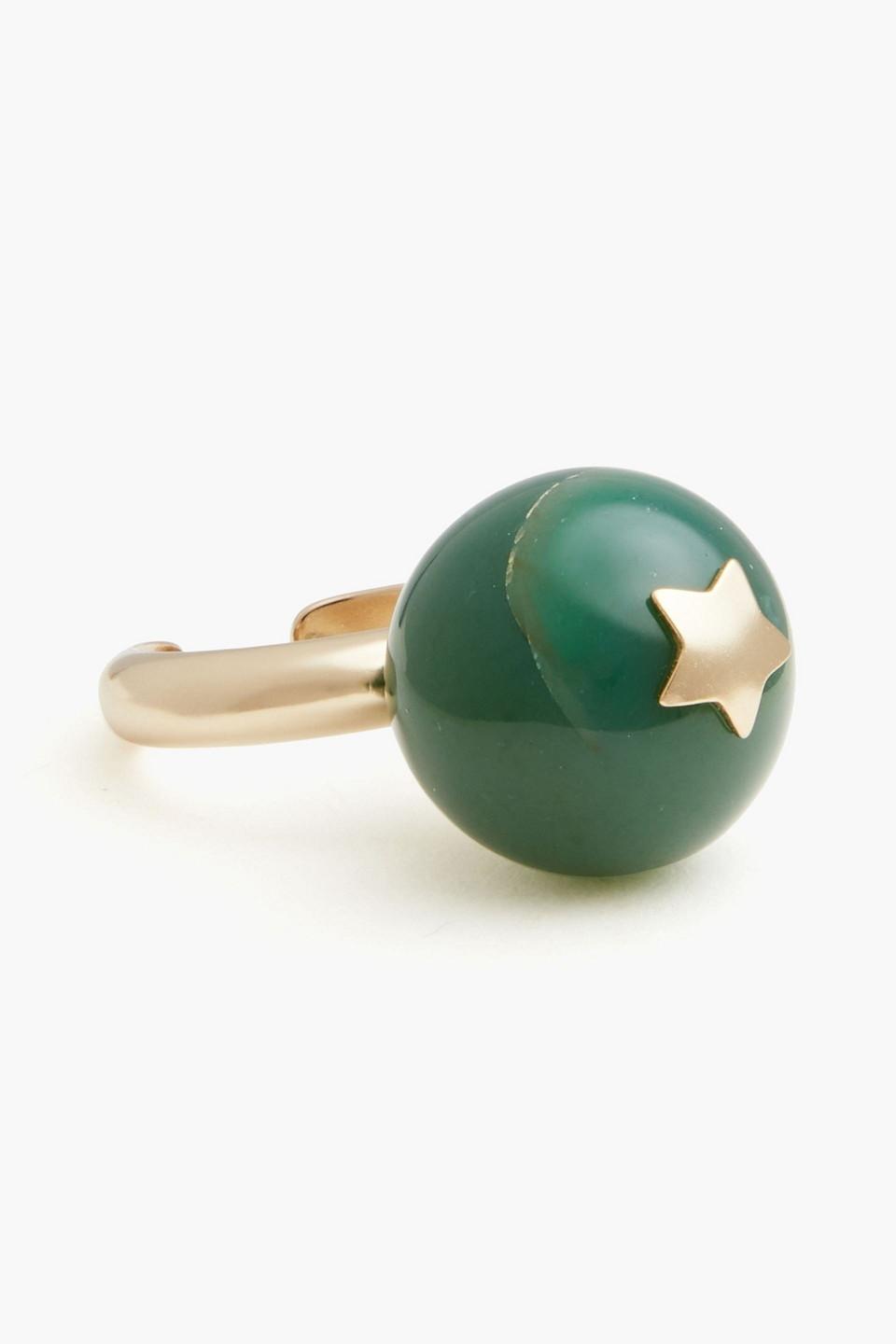 Goldfarbener Ring Mit Quarz In Dark Green Product Image