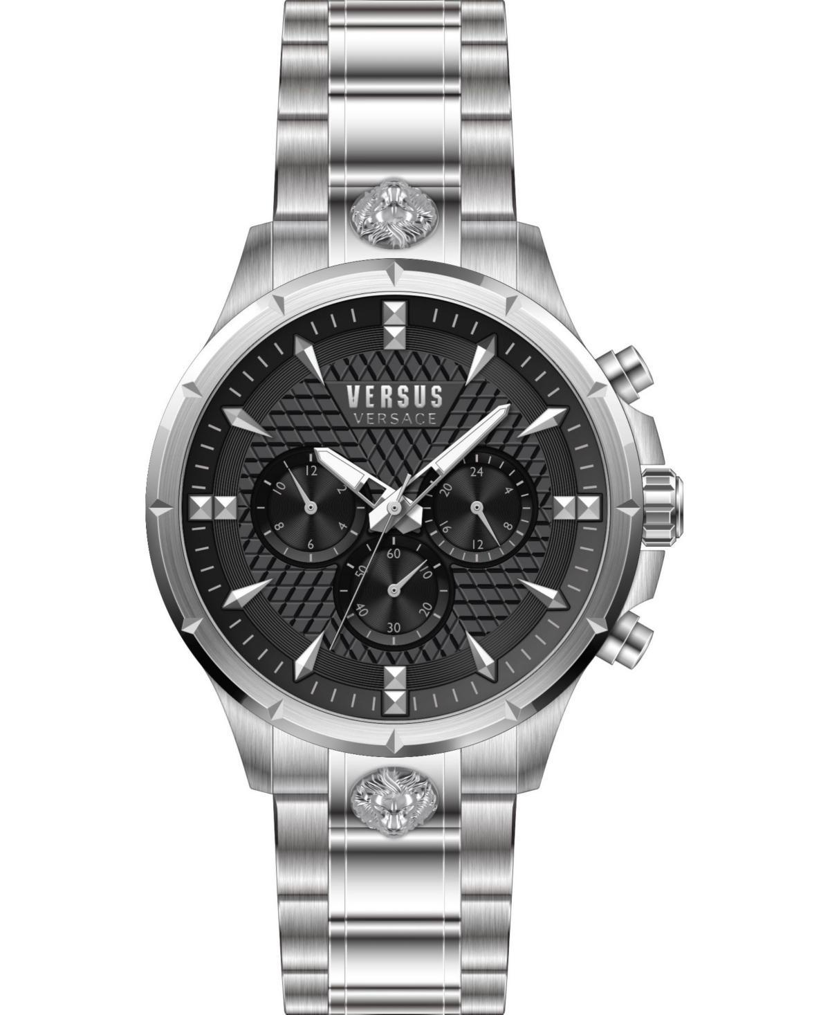 Versus by Versace Mens Chrono Lion Modern Round Silver-tone Stainless Steel Bracelet Watch 45mm Product Image