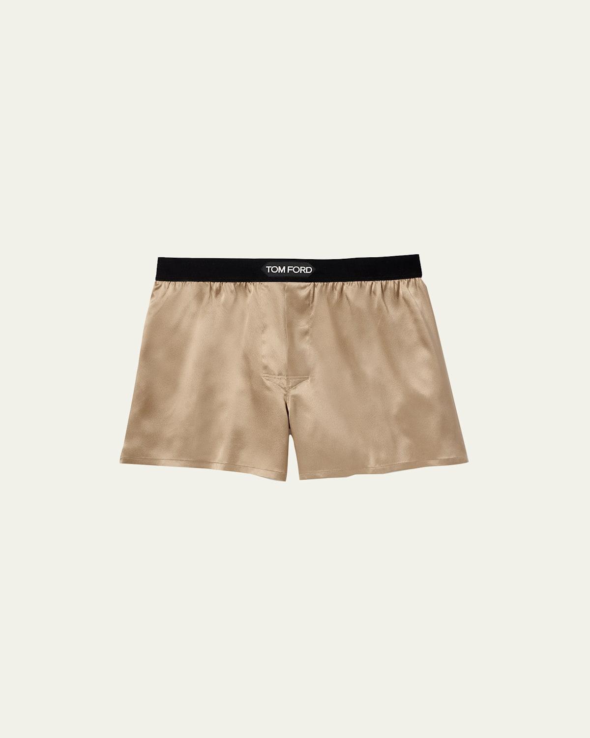 TOM FORD Men's Silk Jacquard Logo Boxers In Charcoal Product Image