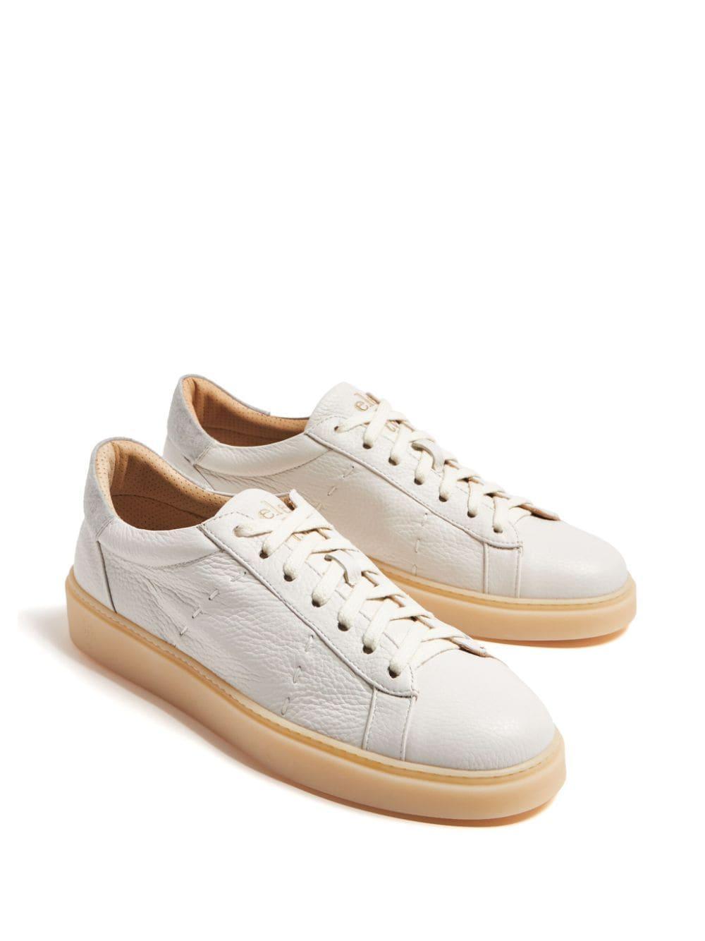 Logo-debossed Leather Sneakers In Neutrals Product Image