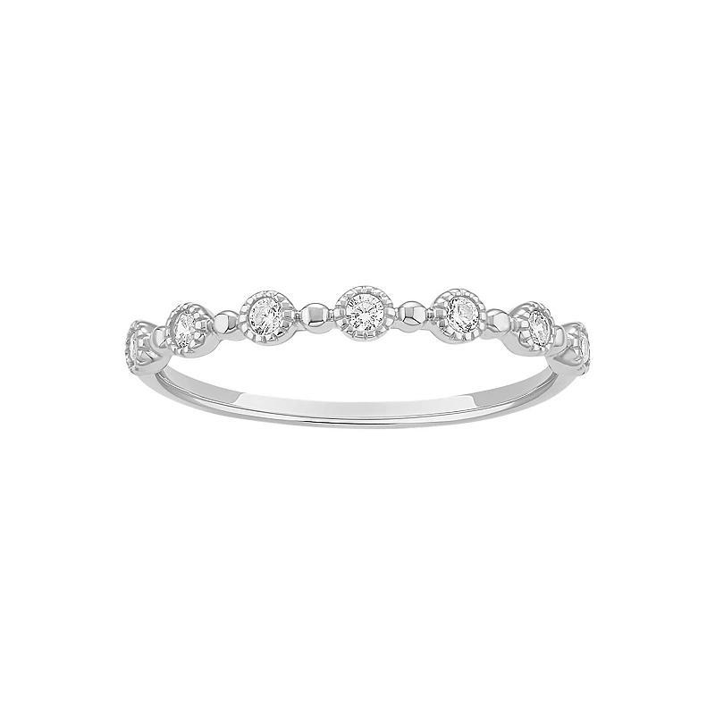 PRIMROSE Sterling Silver Cubic Zirconia Beaded Bezel Ring, Womens Product Image